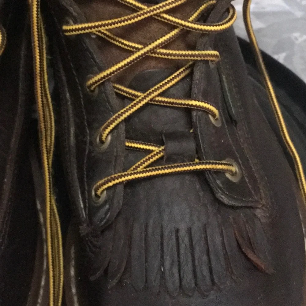 Men’s Georgia Boot  Brown Leather Work Boots with Yellow Laces